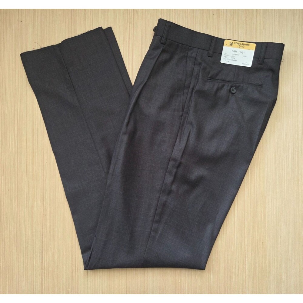 NEW Stacy Adams Gold Label 31x38 Black Charcoal Dress Pants Pleated Unhemmed